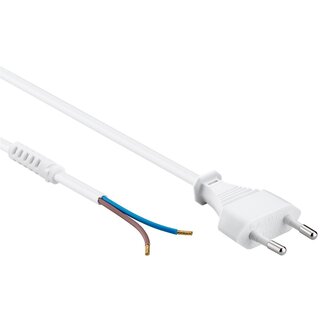 Goobay CEE 7/16 - 2-adriges Stromkabel offen mit Zugentlastung - 2x 0,75mm² / Weiß - 1,5 m