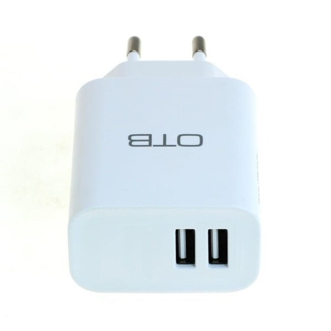 USB-Heimladegerät mit 2 Anschlüssen - gerade - 2,4A / weiß