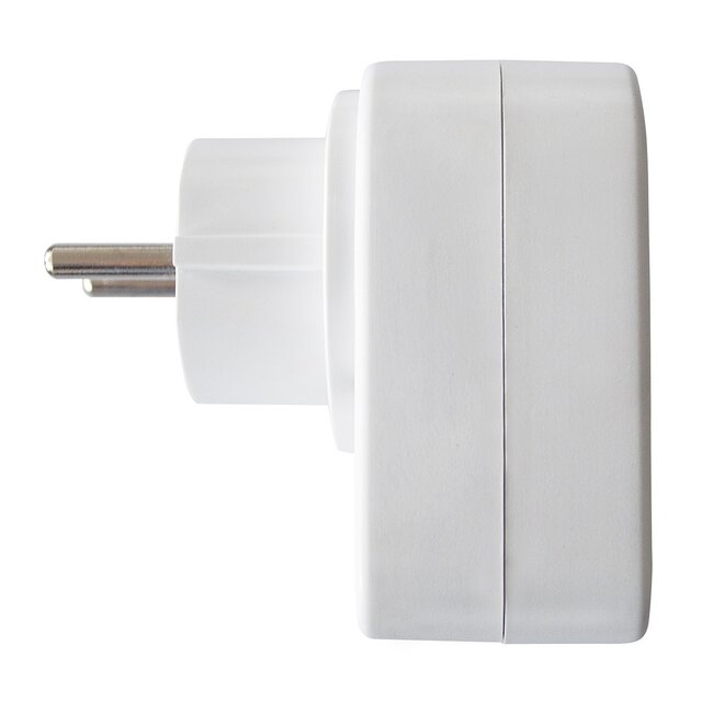 Durchgangsstecker mit USB-Ladegerät - 1 Kontakt + 2 USB-A Anschlüsse - kompakt - 2,1A / weiß