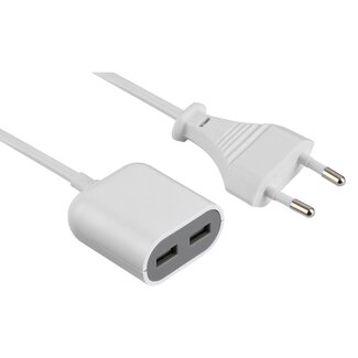 MaxTrack USB Heimladegerät mit 2 Ports - Smart IC - 2,4A / Weiß - 1,5 m