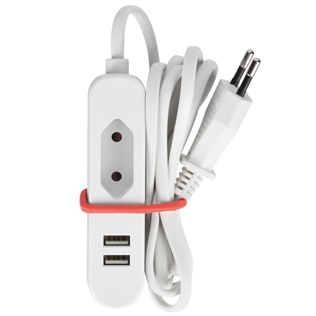 USB-Heimladegerät mit 2 Ports und Euro CEE 7/16 Stecker - 2,4A / Weiß - 1,4 m