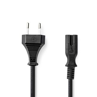 Nedis Nedis C7 Stromkabel gerade - CEE 7/16 Stecker - 2x 0,75mm² - Schwarz - 2 Meter