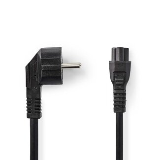 Nedis Nedis C5 Stromkabel 2m Schwarz, CEE 7/7 Winkelstecker - Gerade C5 Stecker, 3x0,75mm²