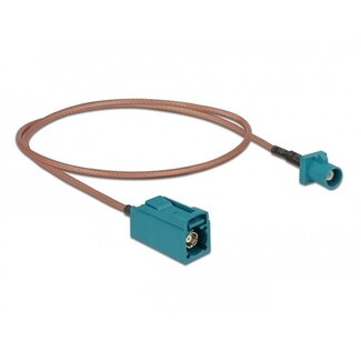 DeLOCK Fakra Z (m) auf Fakra Z (w) Antennenverlängerungskabel - RG316 - 50 Ohm - Transparent - 0,5 m