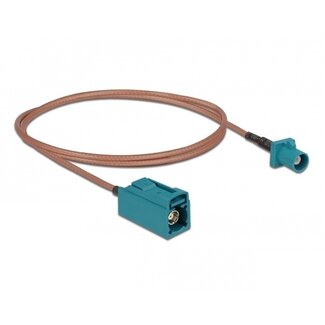 DeLOCK Fakra Z (m) auf Fakra Z (w) Antennenverlängerungskabel - RG316 - 50 Ohm - transparent - 1 m
