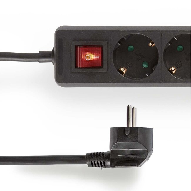 Steckdosenleiste 6-fach mit Schalter, schwarz - 1,4 m