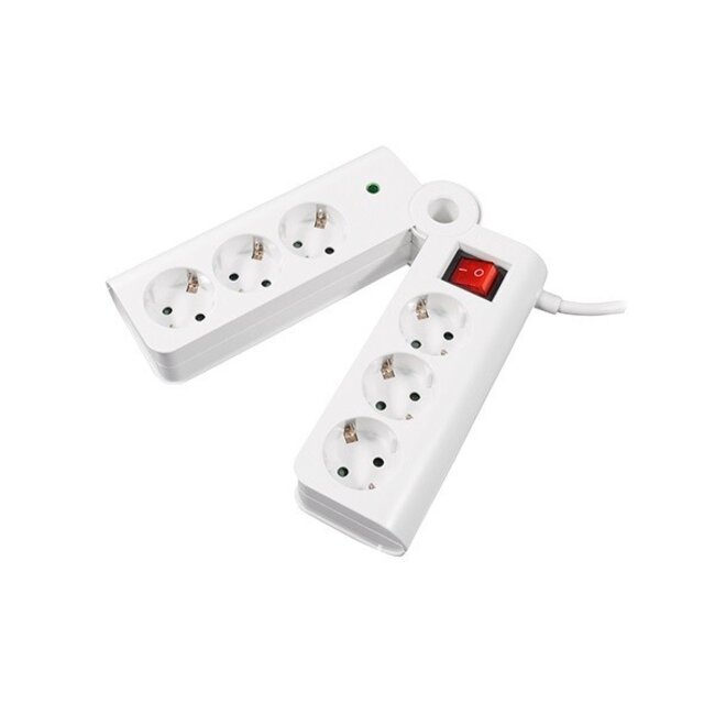 Steckdosenleiste 6-fach mit Überspannungsschutz, klappbar / Weiß - 1,5 m