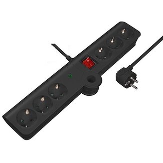 MaxTrack Steckdosenleiste 6-fach mit Überspannungsschutz, klappbar / Schwarz - 3 Meter