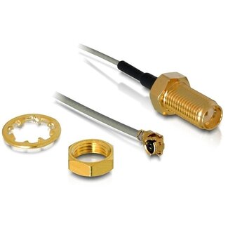 DeLOCK MHF I (w) - SMA (w) Kabel - Micro Coax 1,13 mm - 50 Ohm - Grau - 1 Meter