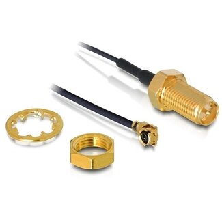 DeLOCK MHF I (w) - RP-SMA (w) Kabel - Micro Coax 1,13 mm - 50 Ohm - Schwarz - 0,10 m