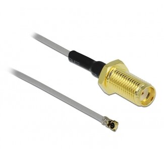 DeLOCK MHF 4L (v) - SMA (v) Kabel - Micro Coax 1,37 mm - 50 Ohm - Grau - 0,35 m