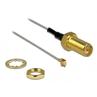 DeLOCK MHF III (w) - RP-SMA (w) Kabel - Micro Koax 0,81 mm - 50 Ohm - Grau - 0,20 m