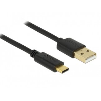 DeLOCK USB-C auf USB-A Kabel | vergoldet | USB 2.0 | 15W | schwarz | 0,5 m