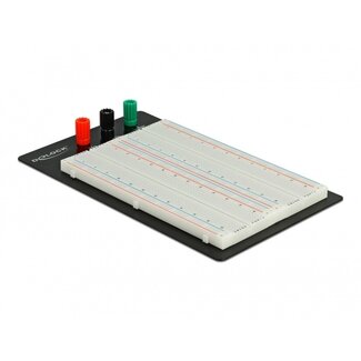 DeLOCK Breadboard 1260/400 Steckpunkte mit Bodenplatte / Schwarz/Weiß