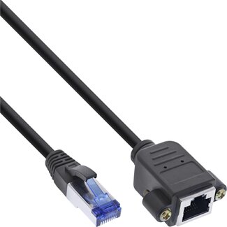 InLine S/FTP CAT6a 10-Gigabit Netzwerkkabel Verlängerung / Schwarz - LSZH - 1,5 Meter