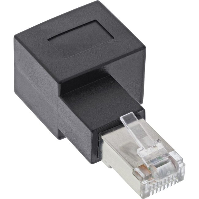 STP CAT6a 10G RJ45 Winkeladapter rechts schwarz