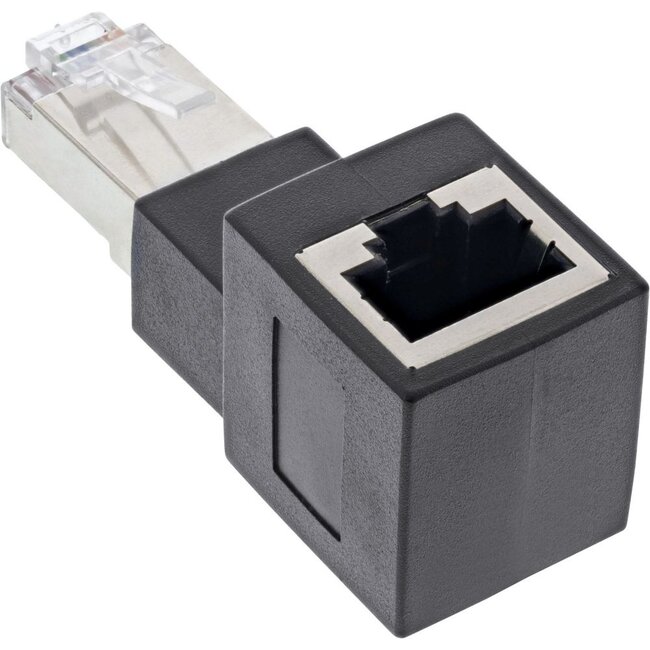 STP CAT6a 10G RJ45 Winkeladapter - Abgewinkelt Nach Unten / Schwarz