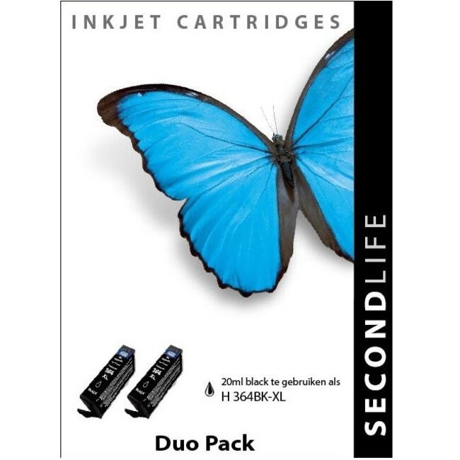 SecondLife Duopack schwarze Tintenpatronen für HP 364 XL