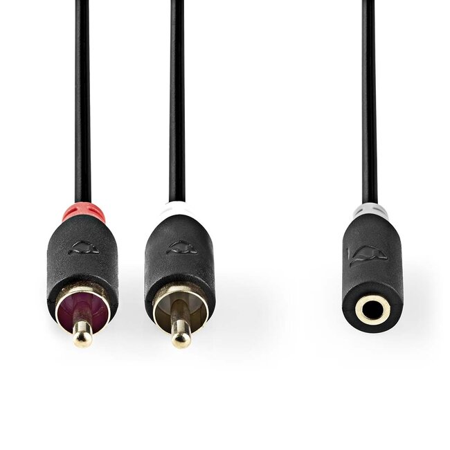 Nedis Tulpenstecker (m) auf 3,5mm Klinke (w) Stereo Audio Adapterkabel, Schwarz - 1 Meter