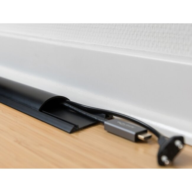 Kunststoff Kabelkanal halbrund mit selbstklebendem Streifen - 100 x 3 cm / schwarz