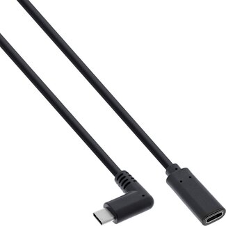 InLine Premium USB-C Winkel-Verlängerungskabel - USB 3.0 - bis 20V/3A - Schwarz - 1 Meter