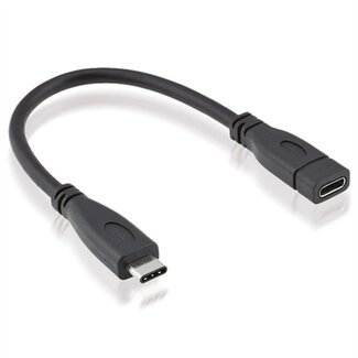 Roline Premium USB-C Verlängerungskabel - USB3.2 (bis 10 Gbit/s) - PD 20V/5A - Schwarz - 0,15 m