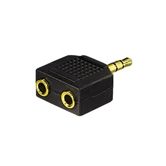 MaxTrack 3,5mm Klinke auf 2x 3,5mm Stereo Audio Splitter - vergoldet / schwarz