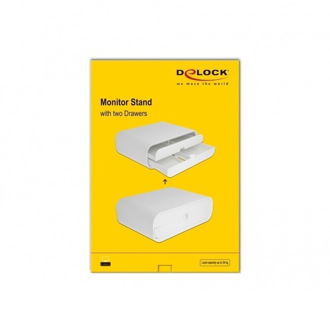 DeLOCK ergonomischer Monitorständer mit 2 Schubladen - M / Weiß