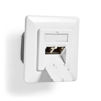 Nedis Nedis CAT6 Gigabit Netzwerk Einbau-Wanddose mit Abdeckplatte und 2 RJ45 Ports – geschirmt / weiß
