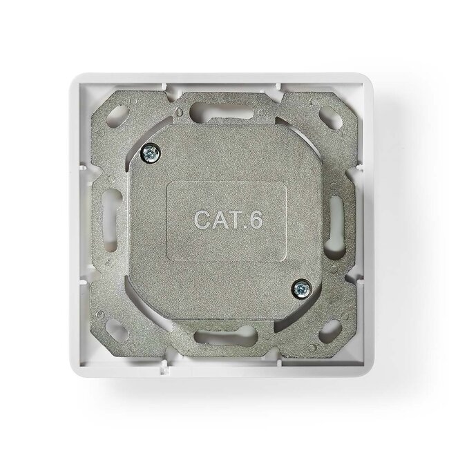 Nedis CAT6 Gigabit Netzwerk Einbau-Wanddose mit Abdeckplatte und 2 RJ45 Ports – geschirmt / weiß