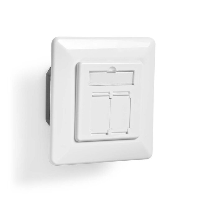 Nedis CAT6a Gigabit Netzwerk Einbau-Wanddose mit Abdeckplatte und 2 RJ45 Ports - geschirmt / weiß