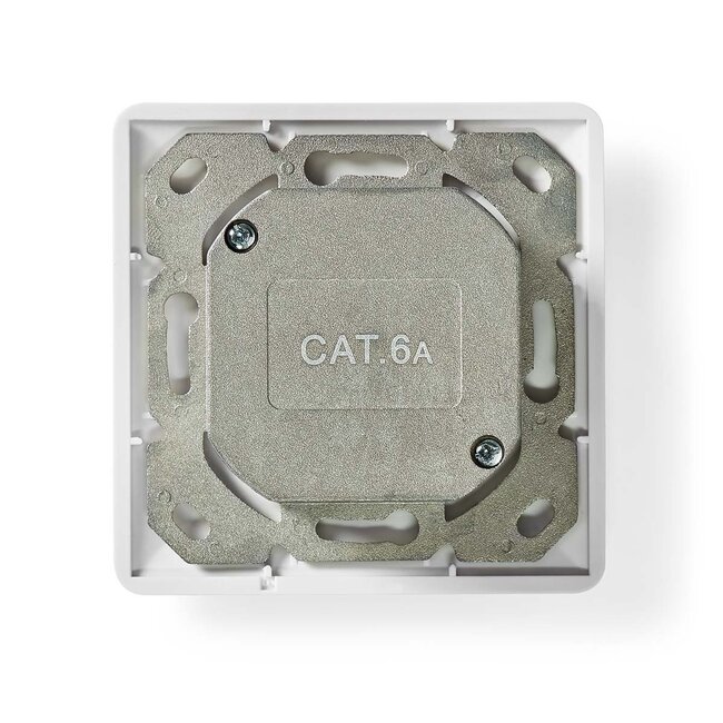 Nedis CAT6a Gigabit Netzwerk Einbau-Wanddose mit Abdeckplatte und 2 RJ45 Ports - geschirmt / weiß
