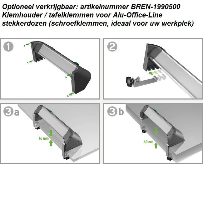 Brennenstuhl Alu-Office-Line Steckdosenleiste 4-fach, 2x USB, Überspannungsschutz, Schwarz - 1,8 m