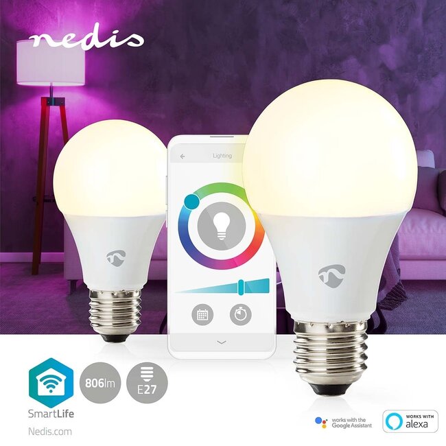 Nedis SmartLife Wi-Fi LED-Lampe E27 - Farbwechsel & Warm- bis Kaltweiß (2 Stück)