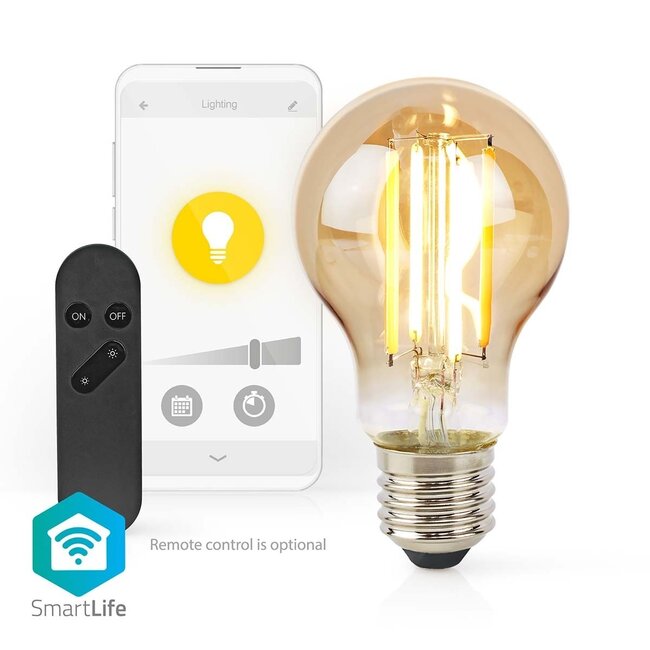 Nedis SmartLife Wi-Fi LED-Filamentlampe E27 A60 warmweiß (Gold/Glas)