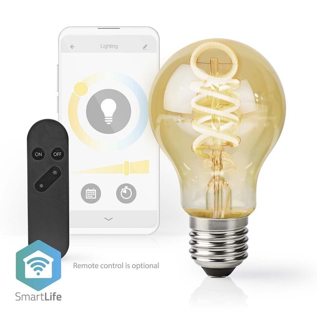 Nedis SmartLife Wi-Fi LED-Filamentlampe E27 A60 Warm- bis Kaltweiß (Gold/Glas)