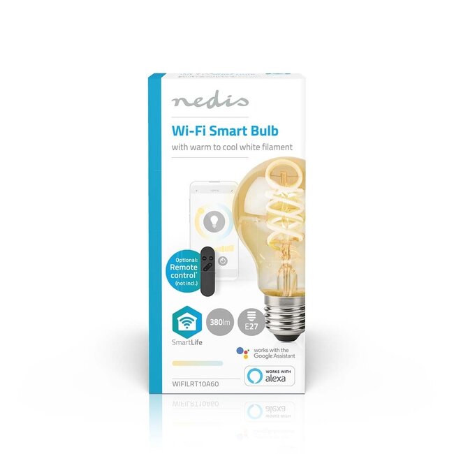 Nedis SmartLife Wi-Fi LED-Filamentlampe E27 A60 Warm- bis Kaltweiß (Gold/Glas)