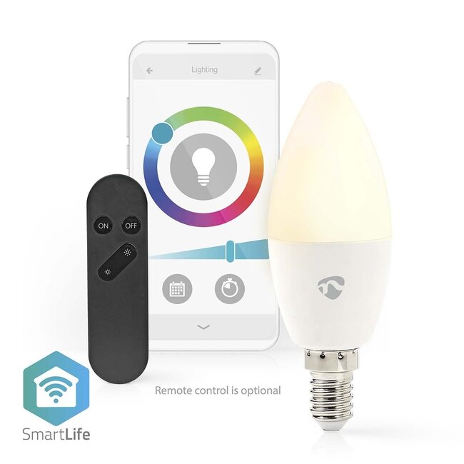 Nedis SmartLife Wi-Fi LED-Lampe - E14 Fassung / C37 Form / Vollfarbe & Warm- bis Kaltweiß