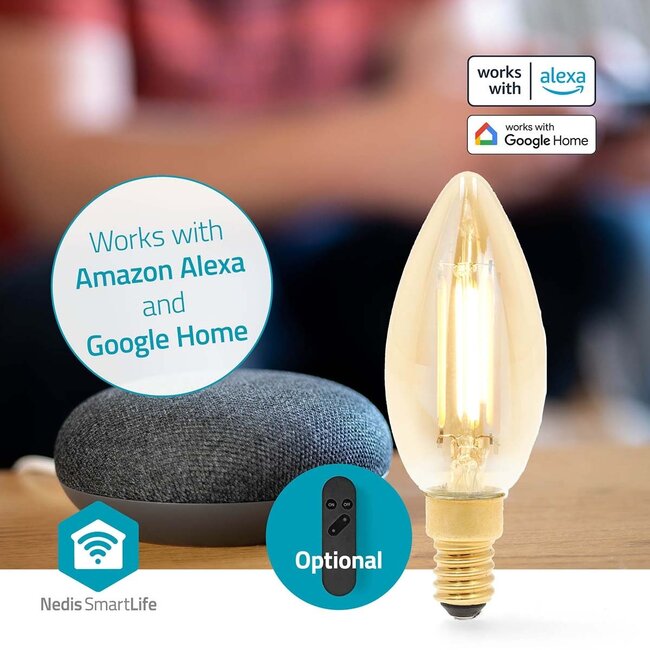 Nedis SmartLife Wi-Fi LED-Glühbirne E14 C37 warmweiß (goldenes Glas)
