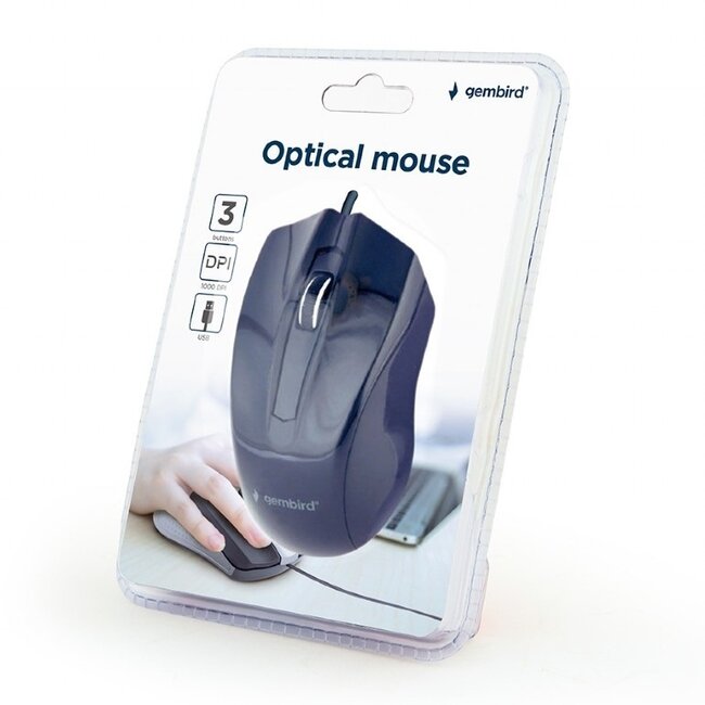 Gembird USB-Kabelmaus 3 Tasten - 1000 DPI / Schwarz - 1,35 m