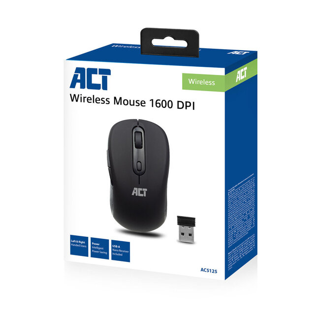 ACT kabellose USB-Maus mit 6 Tasten - 1000-1600 DPI / Schwarz