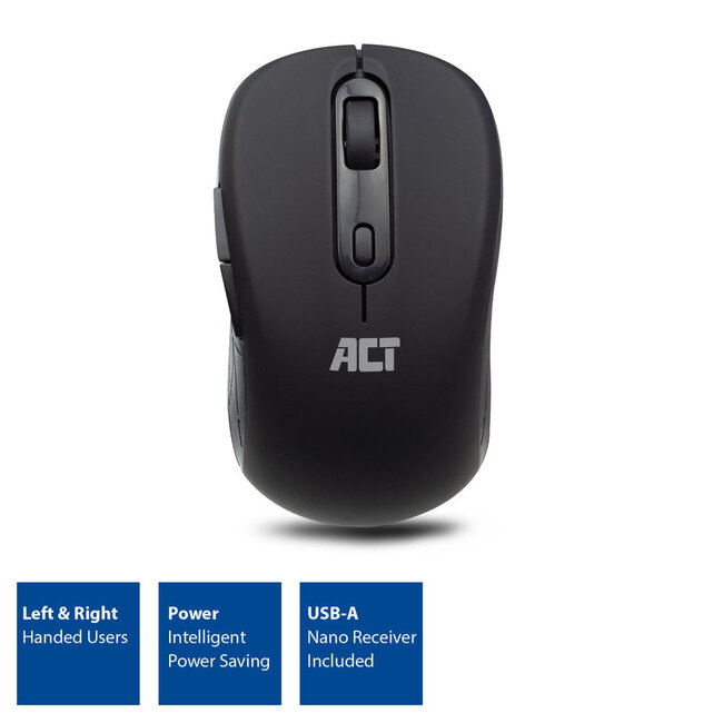 ACT kabellose USB-Maus mit 6 Tasten - 1000-1600 DPI / Schwarz