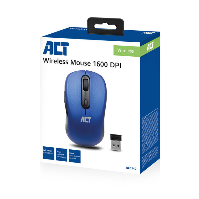 ACT kabellose USB-Maus mit 6 Tasten - 1000-1600 DPI / Blau