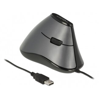 DeLOCK DeLOCK ergonomische kabelgebundene USB-Maus mit 5 Tasten - 1200 DPI / Schwarz/Grau - 1,6 m