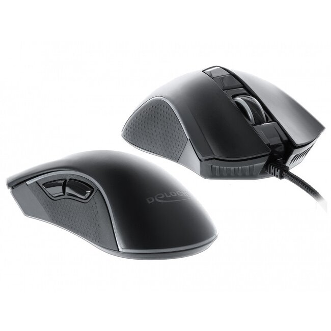 DeLOCK kabelgebundene USB Gaming-Maus mit 7 Tasten - 100-10000 DPI / Schwarz - 1,8 m