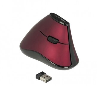 DeLOCK DeLOCK ergonomische kabellose USB-Maus mit 5 Tasten - 1000 DPI / Schwarz/Rot