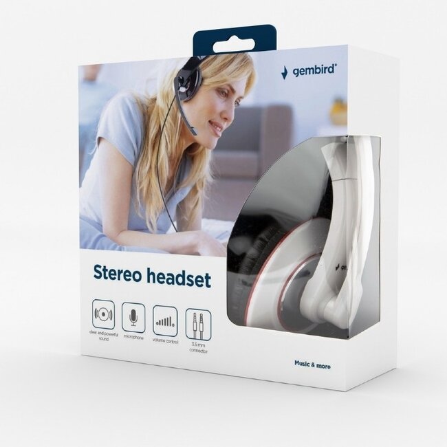 Gembird Komfort Stereo Over-Ear Headset - 2x 3,5mm Klinke / Weiß/Schwarz/Rot - 1,8m