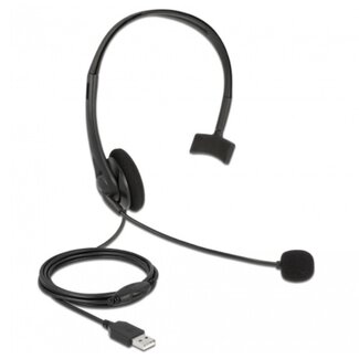 DeLOCK DeLOCK ultraleichter Mono On-Ear Headset - USB-A / Schwarz - 2,4 m