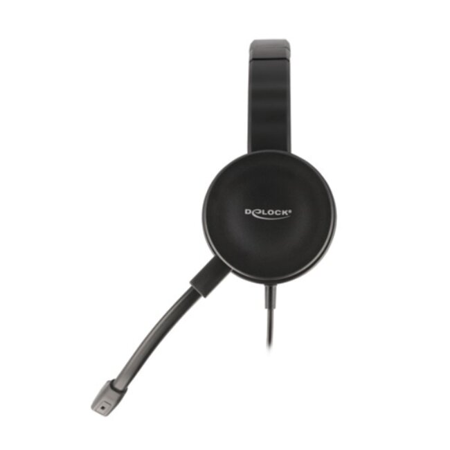 DeLOCK Komfortabler Stereo On-Ear Headset - USB-A / Schwarz - 1,5 m