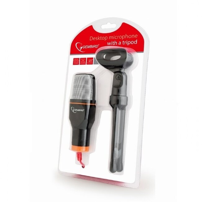 Gembird Kondensatormikrofon mit Stativ - 3,5mm Klinke / Schwarz - 1,2m